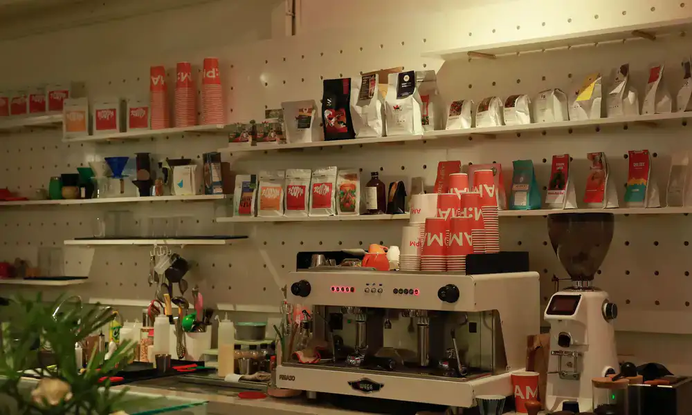 Unser Kaffeewagen fertig aufgebaut am Standort